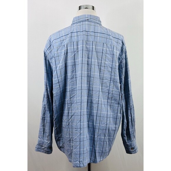 Cabelas 2XL Chambray Outdoor Shirt Blue Plaid Button Down 100% Cotton Casual - Picture 5 of 5